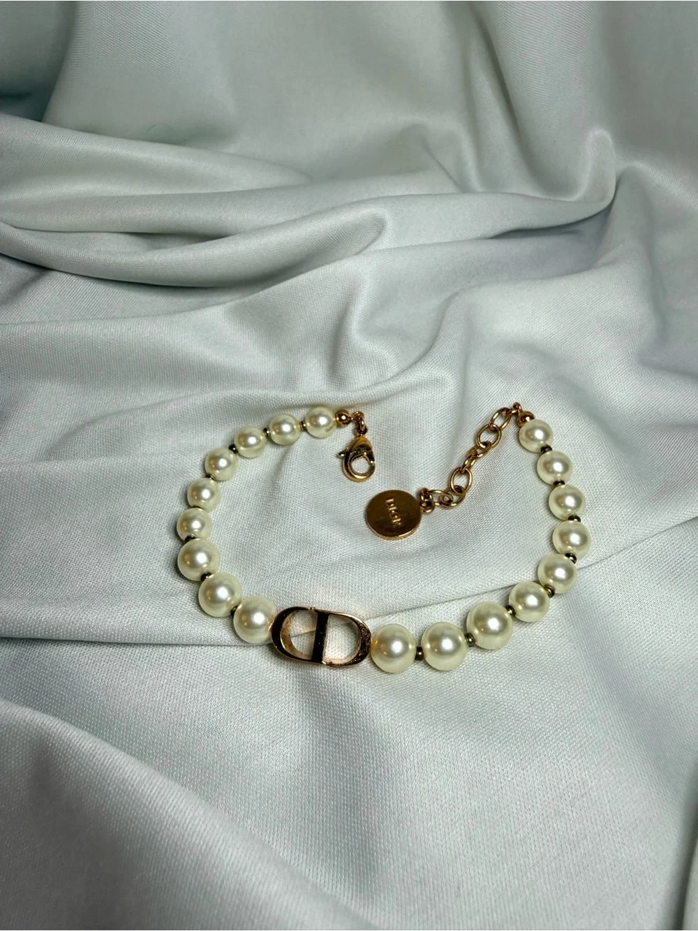 Dior Ivory Pearl Bracelet with Gold CD Accent